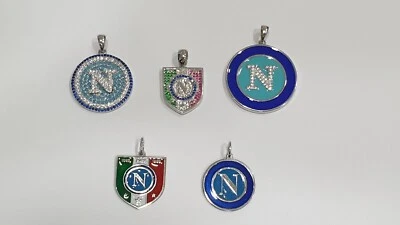 CIONDOLETTO  IN ARGENTO E ZIRCONI SMALTATO SCUDETTO NAPOLI - GADGET- LOGO NAPOLI - Immagine 1 di 3