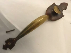 Vintage Arts & Crafts Entry Brass Thumb Paddle Door Pull - Picture 1 of 8