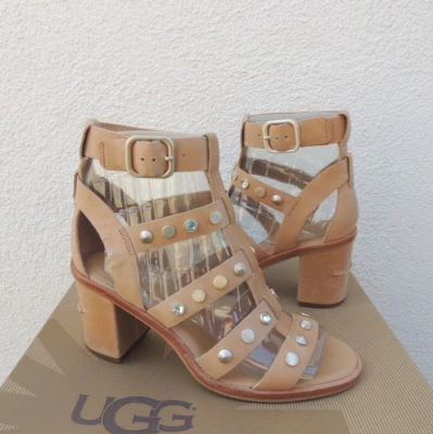UGG MACAYLA STUDDED BLING LEATHER GLADIATOR ANKLE BOOT HEELS, US 10/ EUR 41 ~NIB - Image 1 of 4