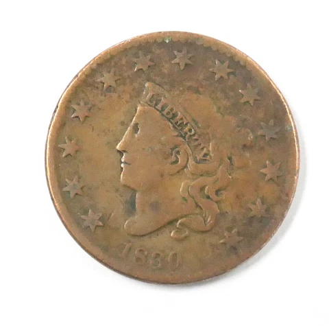 1830 US Mint Large Size Copper 1 Cent Coronet Head Penny ~ Good ~ Free Shipping Cover