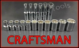 CRAFTSMAN TOOLS 17pc Standard & Deep 1/2 SAE 12pt ratchet wrench socket set  - Picture 1 of 3