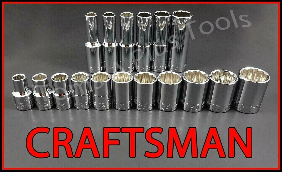 CRAFTSMAN TOOLS 17pc Standard & Deep 1/2 SAE 12pt ratchet wrench socket set  - Image 1 of 4
