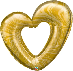 42" Gold Open Marble Heart Foil Balloon - Love - Wedding - Anniversary Qualatex - Picture 1 of 2