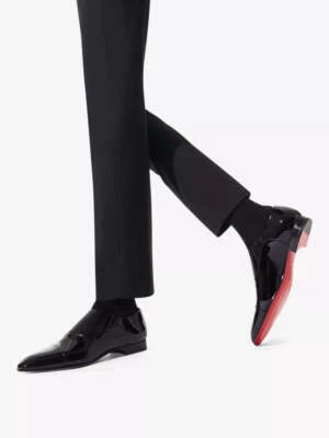 $1,050 CHRISTIAN LOUBOUTIN - *GREG ON* Black Patent Leather Loafers - 8 US (41 E - Image 1 of 4