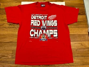 Vintage Detroit Red Wings Shirt 1995 Western Conference Champs Size XL - Picture 1 of 8