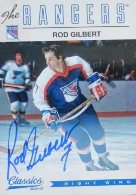 12-13 panini classics signatures base rod gilbert new rangers autograph auto - Image 1 of 2