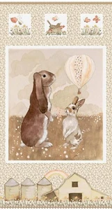 Henry Glass You Are My Sunshine Farm Bunny Cotton Fabric Quilt Panel 24" x 44" - Picture 1 of 3