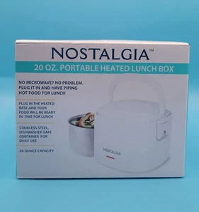 Scaldavivande elettrico Nostalgia Lunch Box 20 oz bianco nuovo con scatola preparazione pasti viaggio - Foto 1 di 7