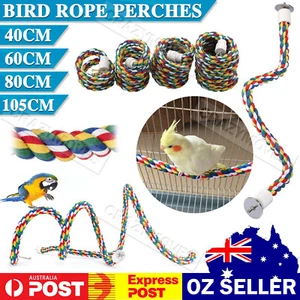 Pet Bird Rope Perches Parrot Colorful Cage Comfy Perch Bungees for birds VIC - Picture 1 of 15