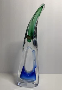 Adam Jablonski Blue And Green Abstract Art Glass Sculpture  15” Tall - Picture 1 of 7