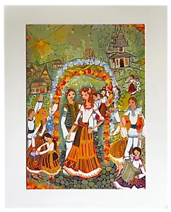 Original Folk Art Painting: Raluca Mandita Romanian Artist Ethnic Wedding - Picture 1 of 11