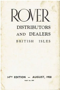 ROVER P4 60 75 90 105R/S P5 Mk1 SALOON ORIG. 1958 DISTRIBUTORS & DEALERS BOOKLET - Picture 1 of 1