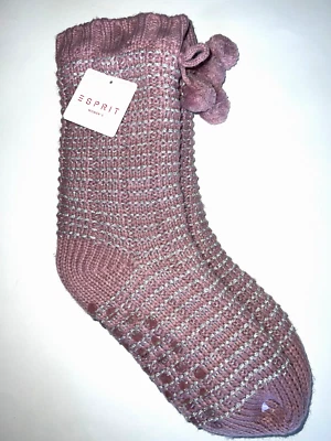 Esprit Calcetines Zapatilla Malva y Metálicos Plateados M/L Empuñaduras Antideslizantes *NUEVOS CON ETIQUETAS* BONITOS Foto 1 de 4