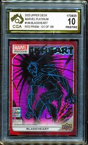 2023 Upper Deck Marvel Platinum Red Prism #144 Blackheart 121/199 CGA 10 - Foto 1 di 3