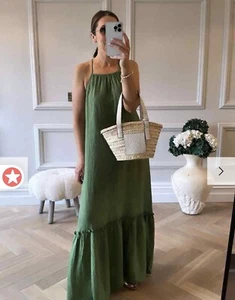 Maxi Vestido INC Halter Volantes Verde 6 Bohemio Correas Ajustables Mujer NUEVO - Imagen 1 de 13