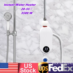 Instant Electric Bathroom Hot Water Heater With Shower Head White 110V 3500W - Picture 1 of 24