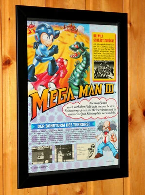 1992 Mega Man 3 III NES Capcom Vintage Rare Promo Poster / Ad Art Framed - Image 1 of 3