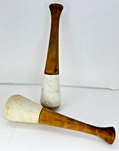 Pestles #5  Apothecary Scientific early 19th Century ceramic wood handles 9" - Bild 1 von 11