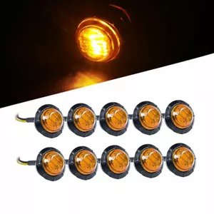 3/4" Amber Yellow Small Round Side Marker lights 3LED Button Lamps Lorry 12 Y_ZW - Picture 1 of 12