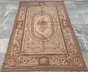 Vintage French Handmade Aubusson Rug Needle Point Floral Wool Rug 178x118 cm - Picture 1 of 8