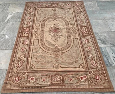 Vintage French Handmade Aubusson Rug Needle Point Floral Wool Rug 178x118 cm - Image 1 of 4