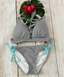 Victoria’s Secret Women’s Black & White 2Pc Bikini Swimsuit Size XS - Picture 1 of 11