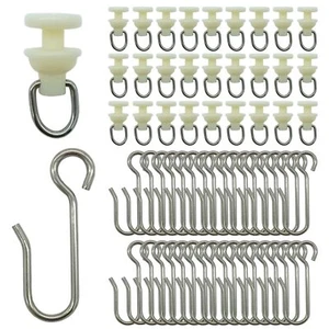 100 Pieces Shower Curtain Pack of 50 Pieces Hooks and 50 Pieces Gliders for S... - Picture 1 of 6
