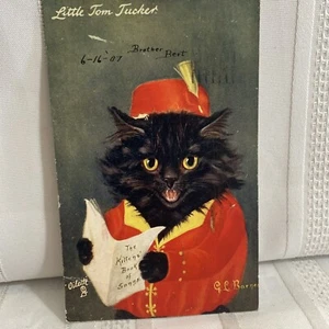 1907 Tucks Oilette Little Black Cat Tom Tucker Postal GL Barnes Libro de Canciones - Imagen 1 de 2