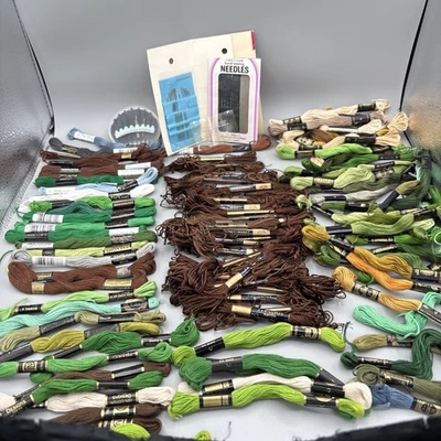 Embroidery Floss Thread Lot 110 Skeins- DMC, J & P Coats, DNI, Etc & Needles - Image 1 of 4