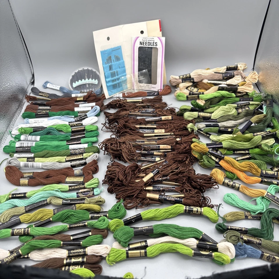 Embroidery Floss Thread Lot 110 Skeins- DMC, J & P Coats, DNI, Etc & Needles - Image 1 of 4