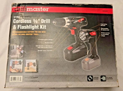 Drill Master 68287 18V Cordless 3/8" Drill + LED Work Light Set & Charger - Image 1 of 4