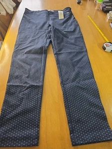Ann Klein Flat Front Stretch Cotton Chino Ankle Pants. Snowflake Geometric,SizeM - Picture 1 of 5