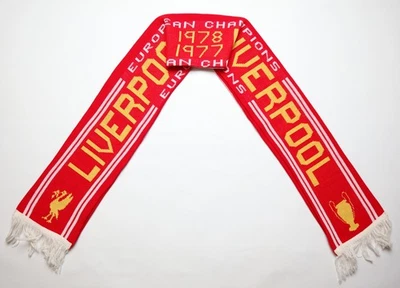 LIVERPOOL 1977/1978 EUROPEAN CHAMPIONS VINTAGE FOOTBALL SOCCER SCARF LFC RED - Image 1 of 4