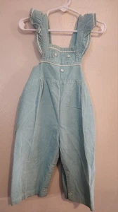 Vintage Young Fair Togs Latzhose Mädchen blau-weiß Cord mit Rüschen - Bild 1 von 6