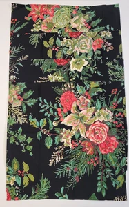April Cornell 4 Napkins Set Merry Black Holiday Floral 16x16 Squares Cotton - Picture 1 of 11