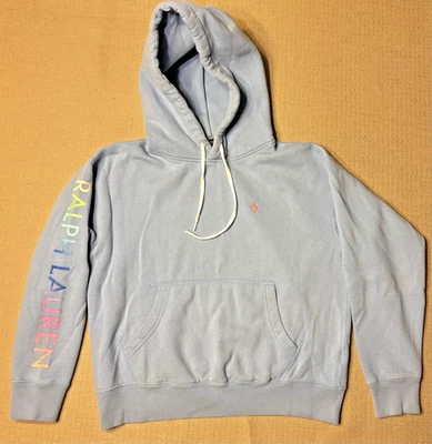 Women's Polo Ralph Lauren Ombre LOGO Fleece Hoodie Size M Medium Blue Pullover - Image 1 of 4