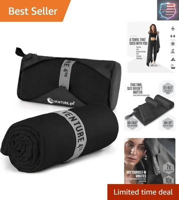 Ultra-Lightweight Quick Dry Microfiber Towel for Hiking & Gym - Black 40"x21" - Image 1 of 4