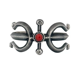 Aaron Anderson, Bracelet, Coral, Sterling Silver, Navajo Handmade, 6 1/2” - Picture 1 of 4