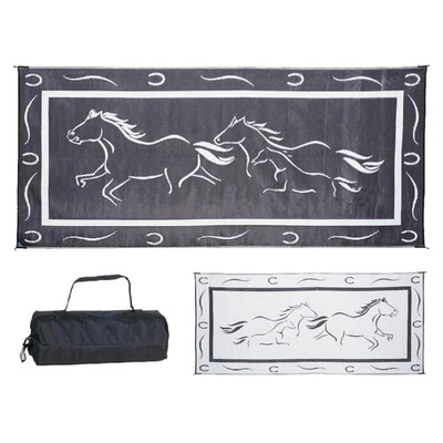 Stylish Camping GH8181 Black/White 8' x 18' Galloping Horses Mat, 1 Pack - Image 1 of 4