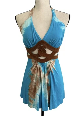 SKY Shop Azul Marrón Halter Marrón Gamuza Embellecido Cinturón Bohemio Pequeño NUEVO Foto 1 de 4