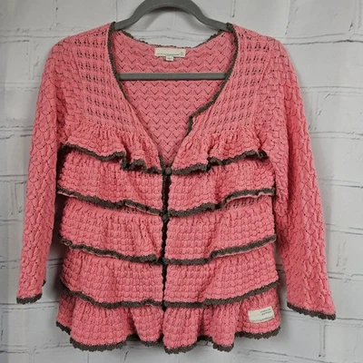 Cárdigan de punto rosa ODD MOLLY suéter volantes volantes manga 3/4 para mujer 3 Foto 1 de 4