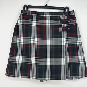 Dennis Uniform Girls Size 16 16G Skort Red Black Plaid 100% Polyester Zip Button - Picture 1 of 8
