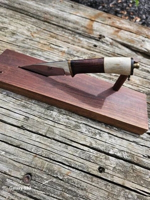 FACA DE LÂMINA FIXA RARA FEITA À MÃO MANDRIL STAPEL EUA com EXIBIÇÃO DE APRESENTAÇÃO - Imagem 1 de 4