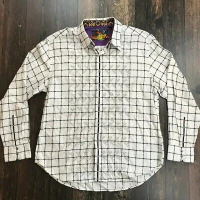 ROBERT GRAHAM Plaid Check Dress Shirt 2XL Embroidered Paisley Contrast White - Image 1 of 4