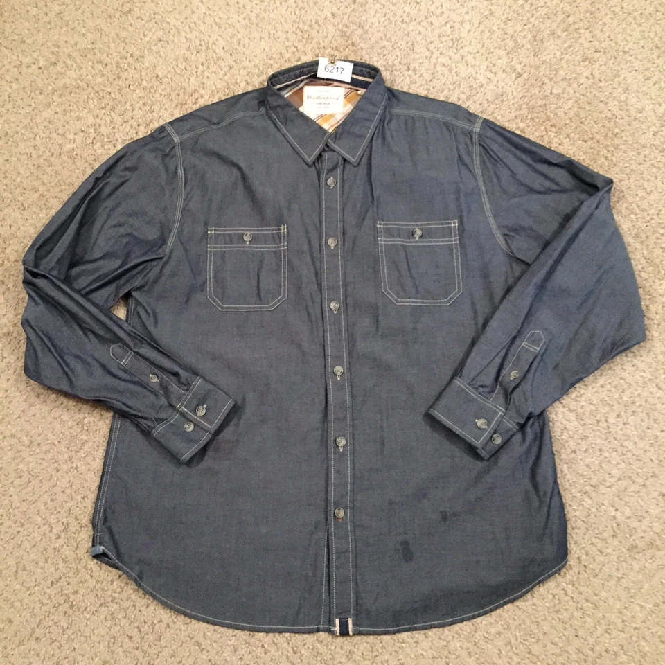 Weatherproof Shirt Mens XL Blue Long Sleeve Button Up Pockets - Image 1 of 4