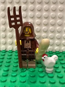 Authentic Lego Minifigure Castle Medieval Fantasy Peasant Trader Chicken Hood - Picture 1 of 2