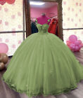 Pink Bow Shiny Quinceanera Dresses Ball Gowns Sweet 15 16 Prom Party Gown