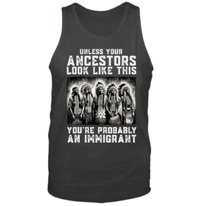 A menos que tus antepasados se vean así. Camiseta sin mangas con gráfico nativo americano - Imagen 1 de 8