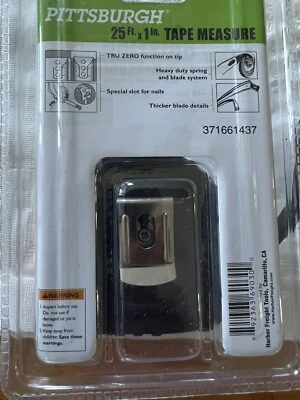 Tape Measure Pittsburgh 25ft x 1" Quick Find Rubber Grip & Thumb Lock- Brand New - Image 1 of 2