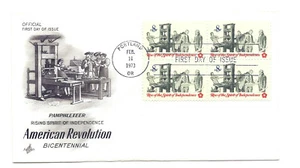 1476 Pamphleteer American Revolution, ArtCraft, block of 4, FDC - Picture 1 of 1